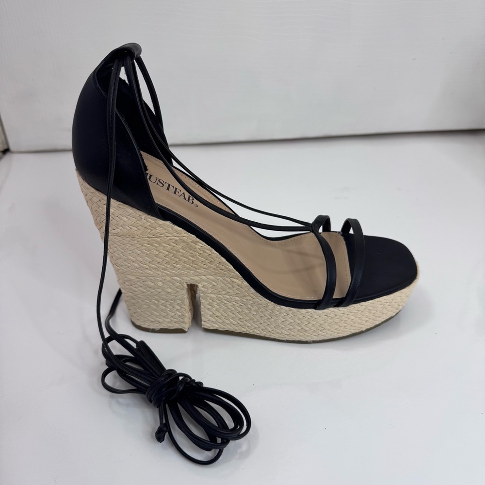 JustFab Black Espadrille Platform Wedges | Size 9M | 5” Heel